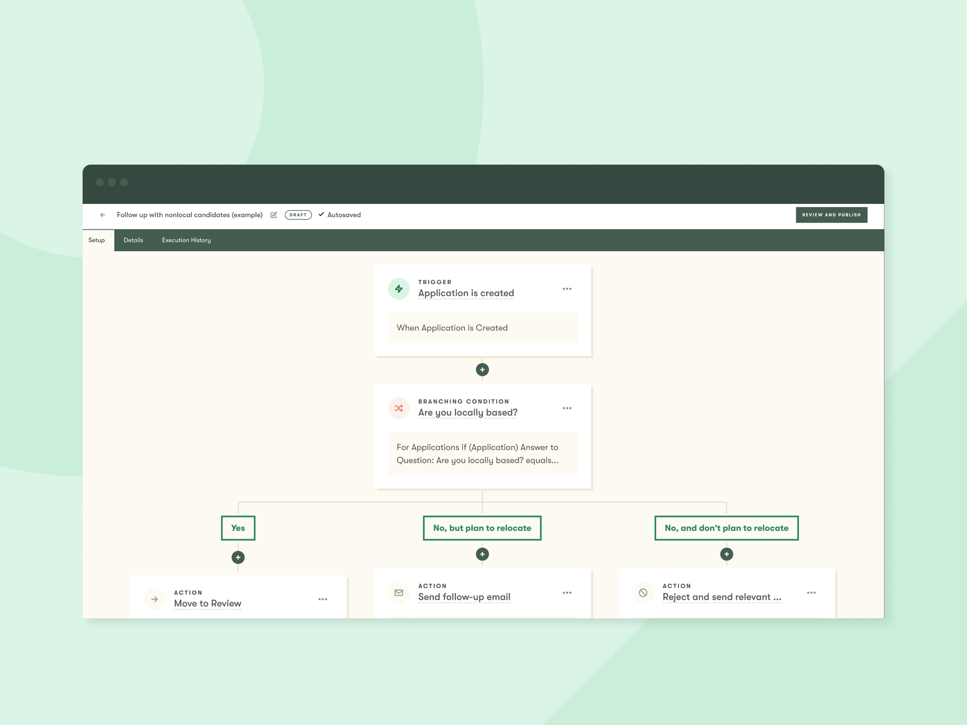 Example of a workflow automation in Pinpoint